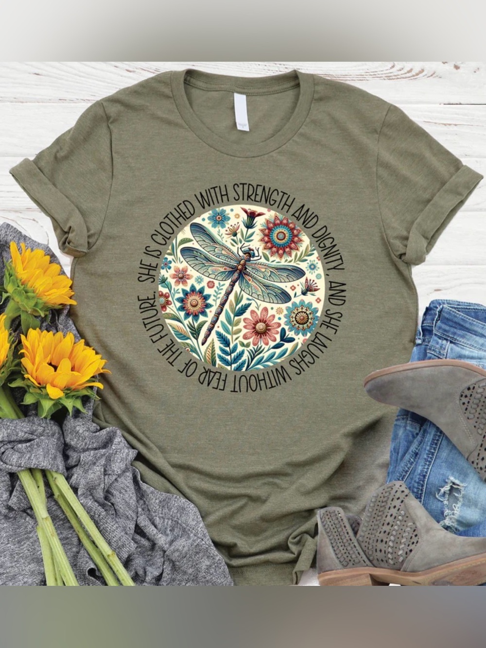 Love In Faith She Is Clothed With Strength Tee Green 2X NWT IN PACKAGE